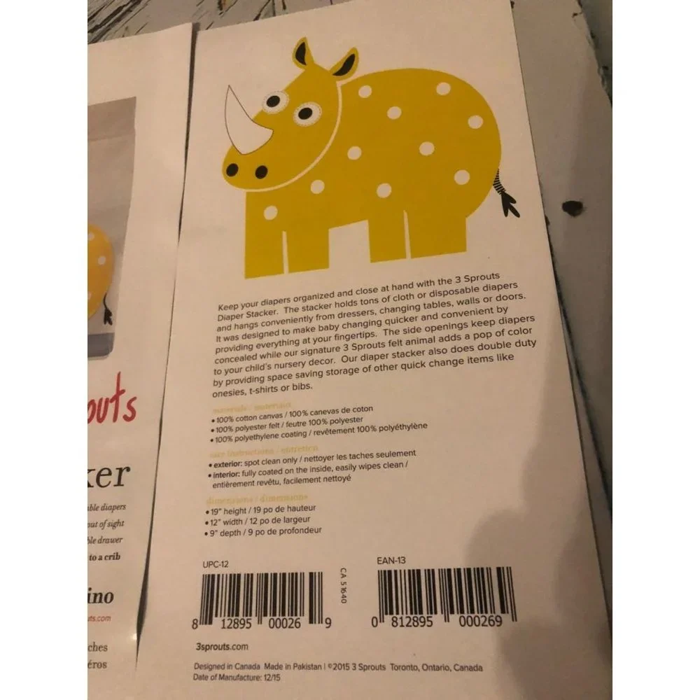 3 spouts diaper caddy yellow rhino